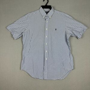 Ralph Lauren Polo Mens Large Classic Fit Button Down Shirt Check Blue White
